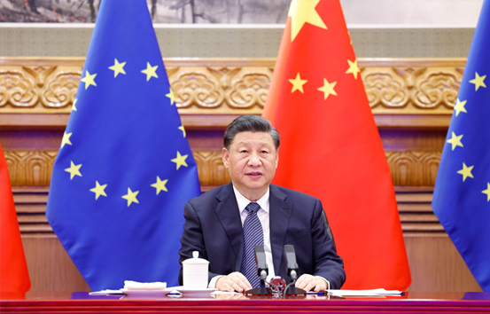 习近平会见欧洲理事会主席米歇尔和欧盟委员会主席冯德莱恩